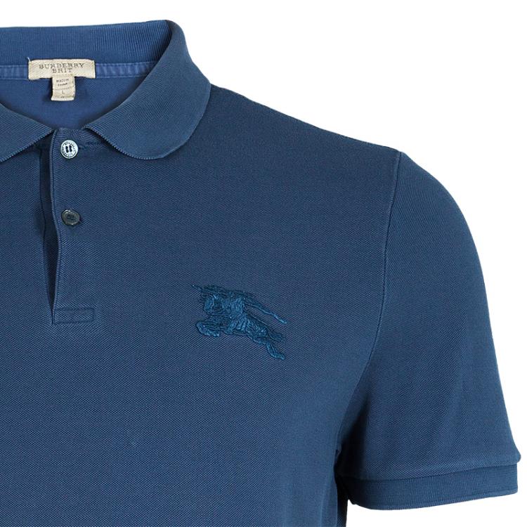 Pre Owned Burberry Brit Men's Blue Polo Shirt L