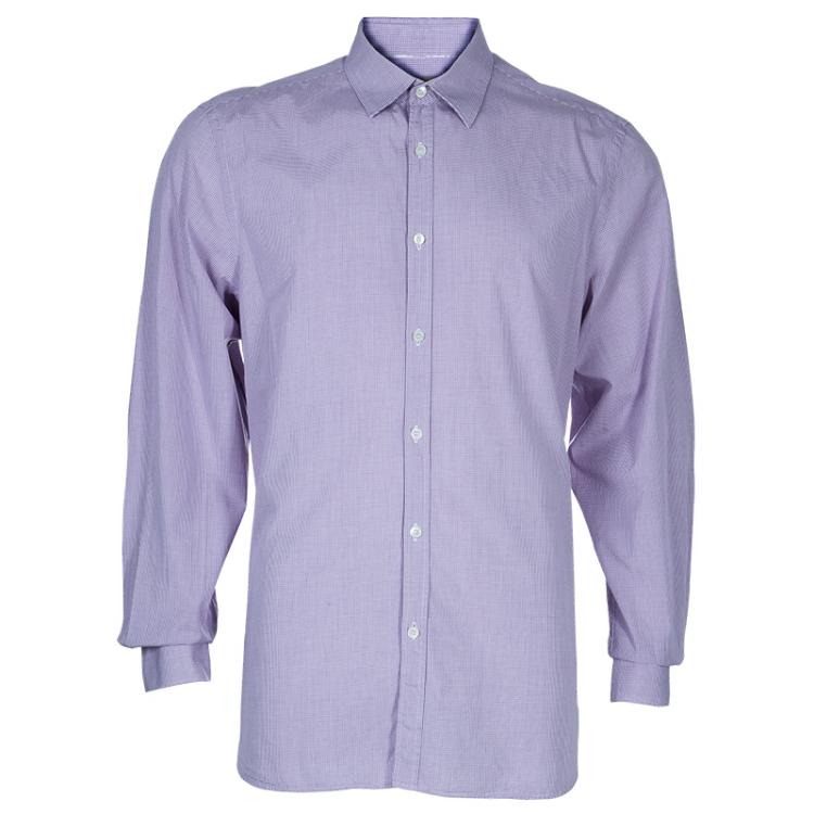 Burberry Men's Purple Check Shirt L 