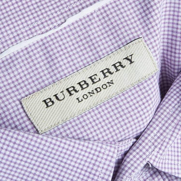Pre Owned Burberry Men's Purple Check Shirt L