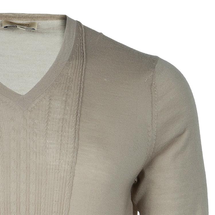 Pre Owned Burberry Men's Beige Merino Wool Pullover M