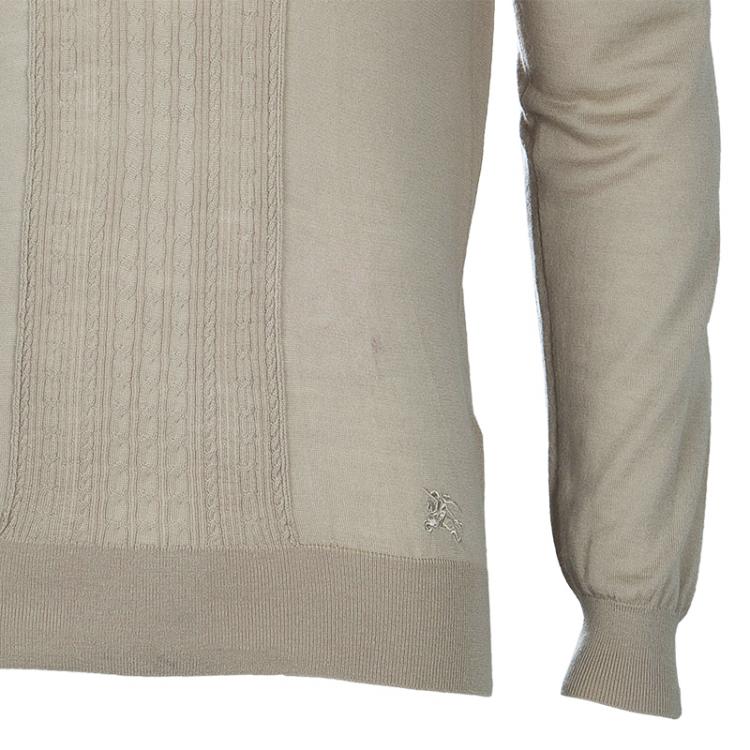 Pre Owned Burberry Men's Beige Merino Wool Pullover M