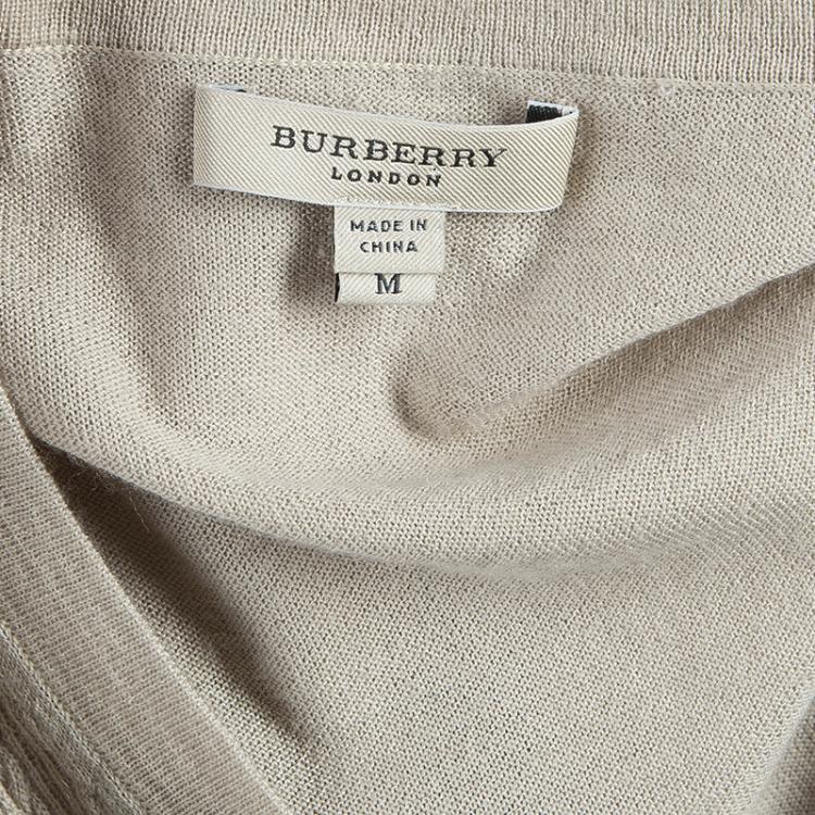 Pre Owned Burberry Men's Beige Merino Wool Pullover M