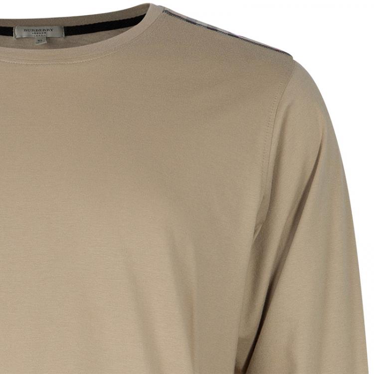 Pre Owned Burberry Men's Beige Novacheck Detail T-Shirt XL