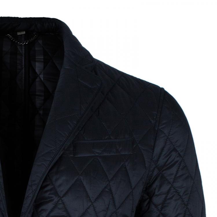 Pre Owned Burberry Men's Black Diamond Quilted Jacket L