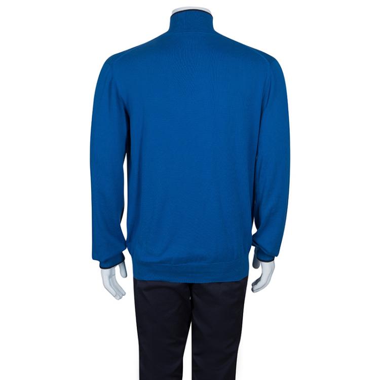 Pre Owned Burberry Blue Long Sleeve Knit Sweater L