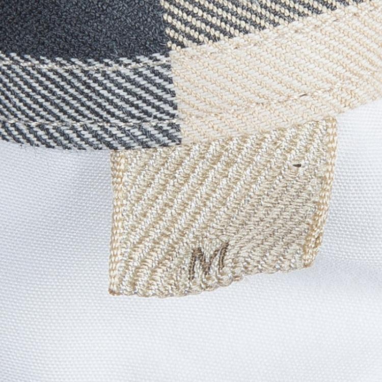 Pre Owned Burberry White Logo Embroidered Button Down Long Sleeve Cotton Shirt M