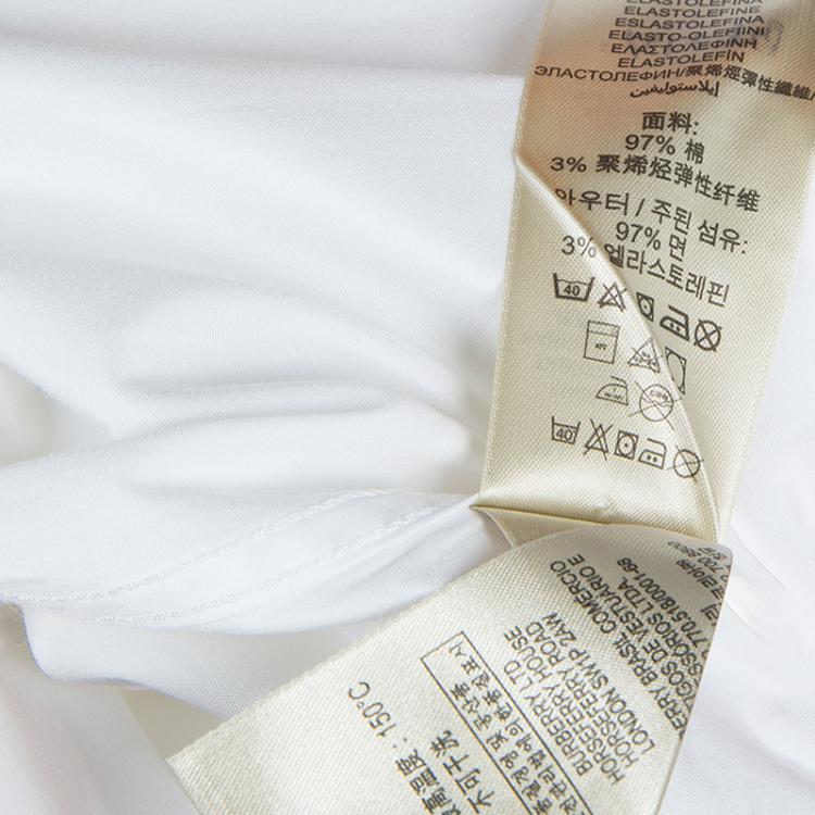 Pre Owned Burberry White Logo Embroidered Button Down Long Sleeve Cotton Shirt M