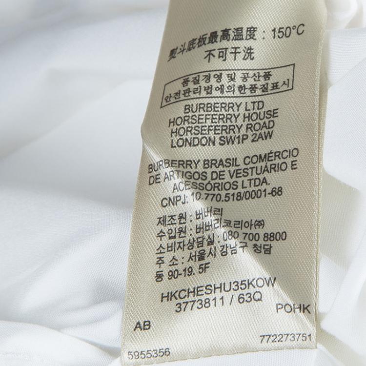 Pre Owned Burberry White Logo Embroidered Button Down Long Sleeve Cotton Shirt M