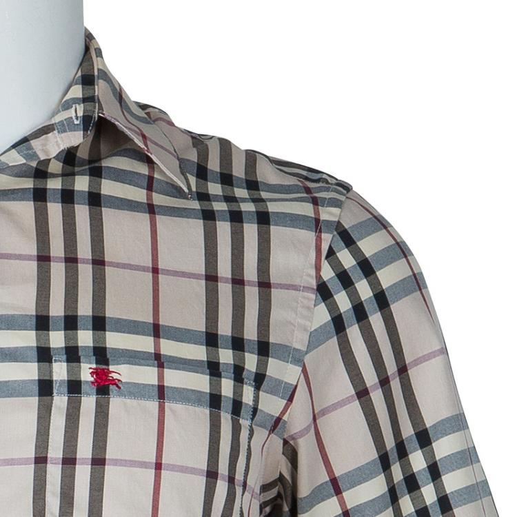 Pre Owned Burberry Beige Novacheck Short Sleeve Button Down Shirt S