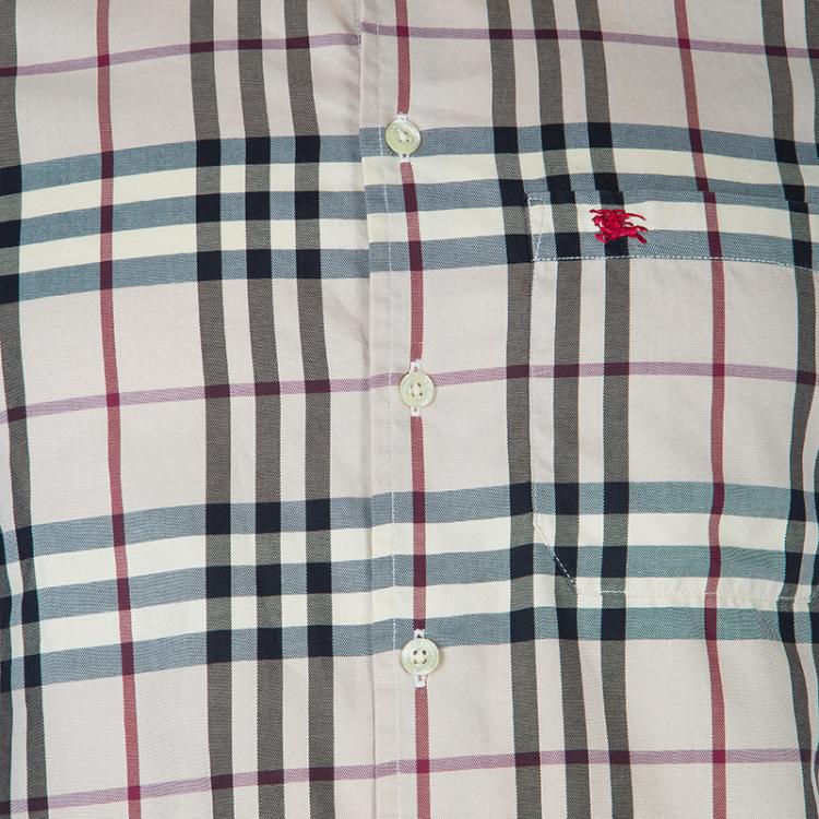 Pre Owned Burberry Beige Novacheck Short Sleeve Button Down Shirt S