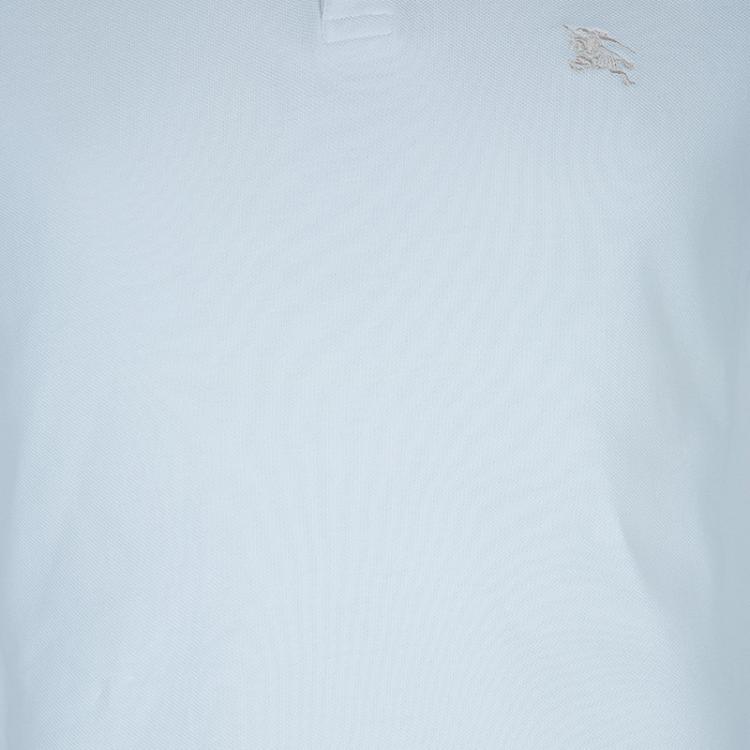 Pre Owned Burberry White Novacheck Collar Polo T-Shirt S
