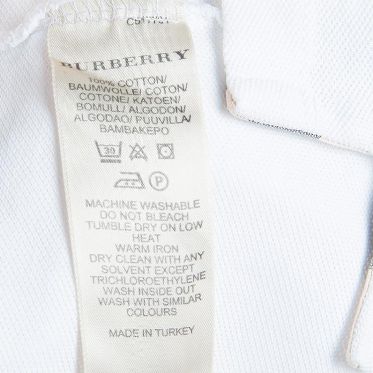 Pre Owned Burberry White Novacheck Collar Polo T-Shirt S