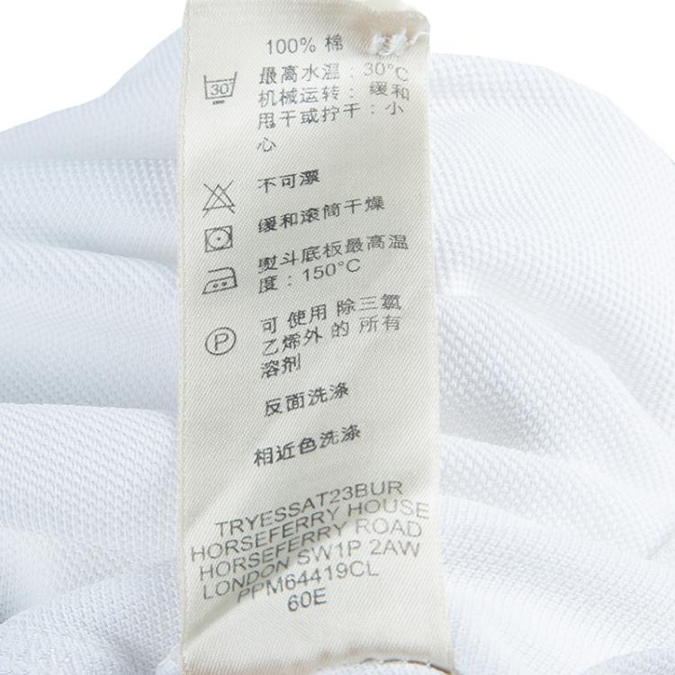 Pre Owned Burberry White Novacheck Collar Polo T-Shirt S