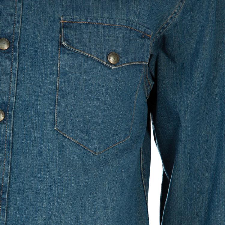 Pre Owned Burberry Indigo Denim Long Sleeve Buttondown Shirt M