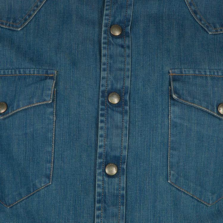 Pre Owned Burberry Indigo Denim Long Sleeve Buttondown Shirt M