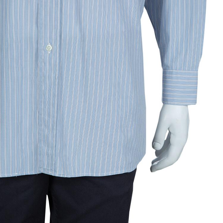 Pre Owned Burberry Blue Striped Cotton Shirt L