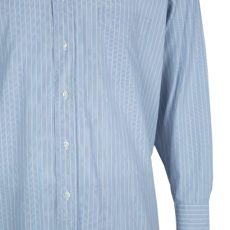 Pre Owned Burberry Blue Striped Cotton Shirt L
