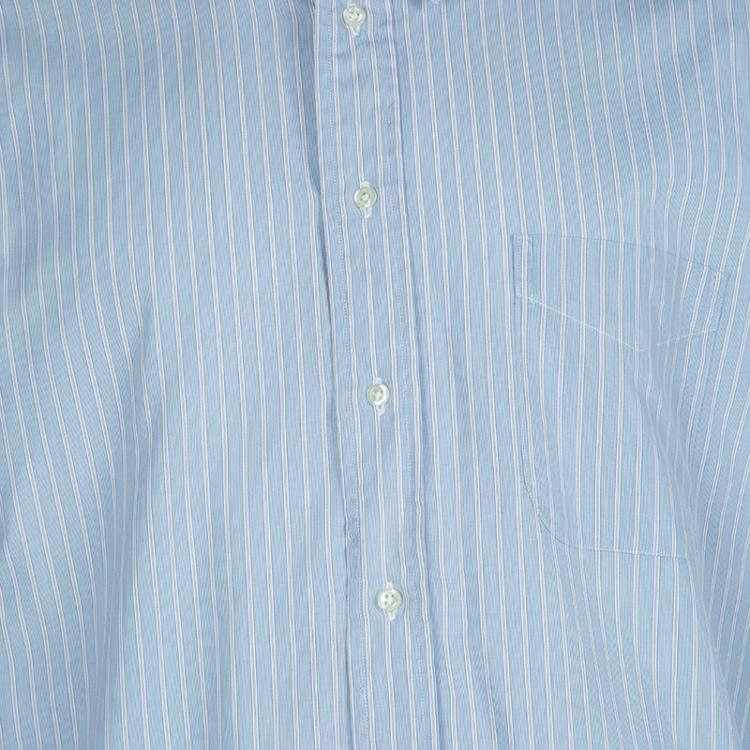 Pre Owned Burberry Blue Striped Cotton Shirt L
