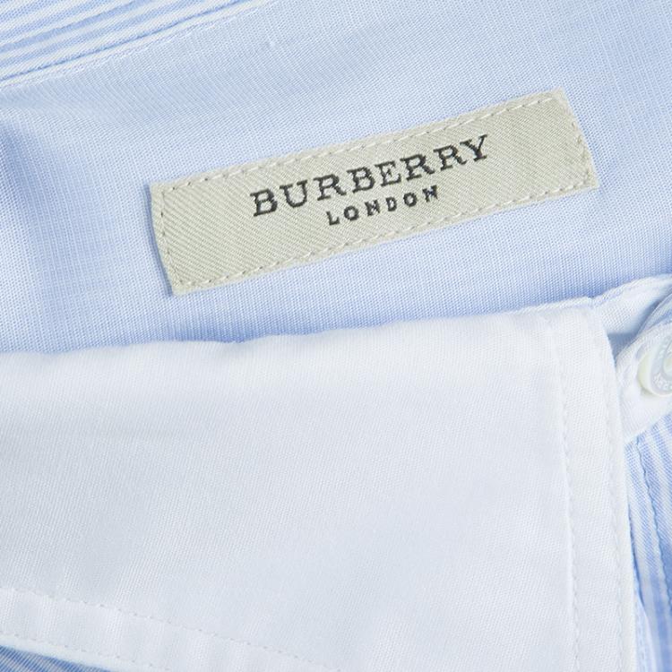 Pre Owned Burberry Blue Striped Long Sleeve Buttondown Cotton Shirt XL