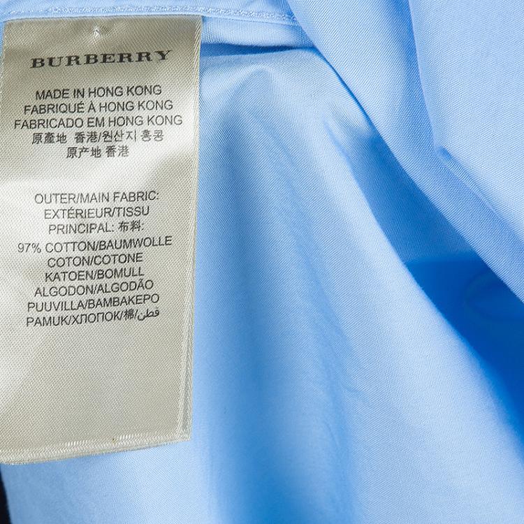 Pre Owned Burberry Blue Long Sleeve Buttondown Cotton Shirt XS