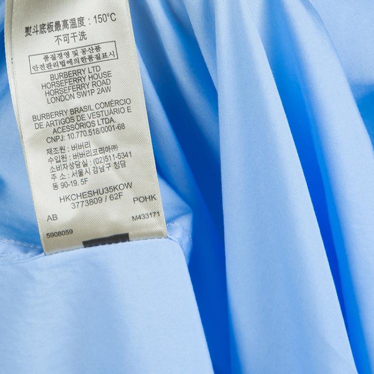 Pre Owned Burberry Blue Long Sleeve Buttondown Cotton Shirt XS