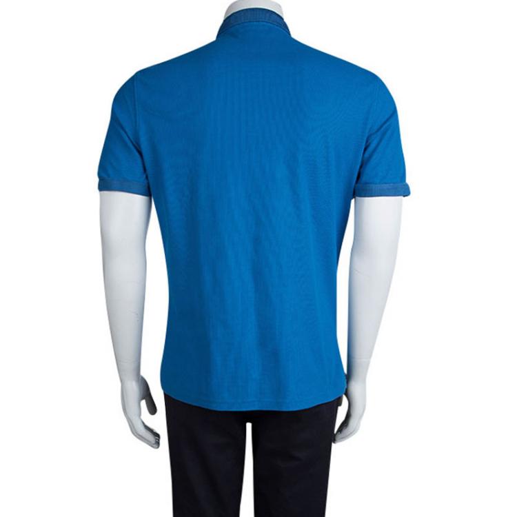 Pre Owned Burberry London Blue Knit Polo T-Shirt L