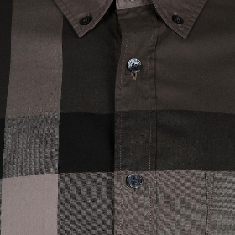 مملوكة مسبقًا Burberry Brown Novacheck Long Sleeve Button Front Cotton Shirt L