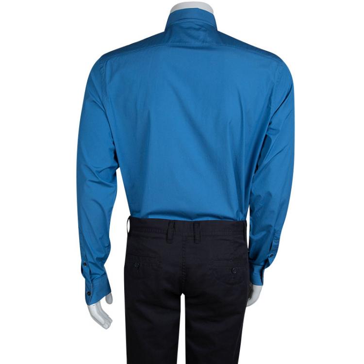 مملوكة مسبقًا Burberry Blue Long Sleeve Button Front Cotton Shirt L
