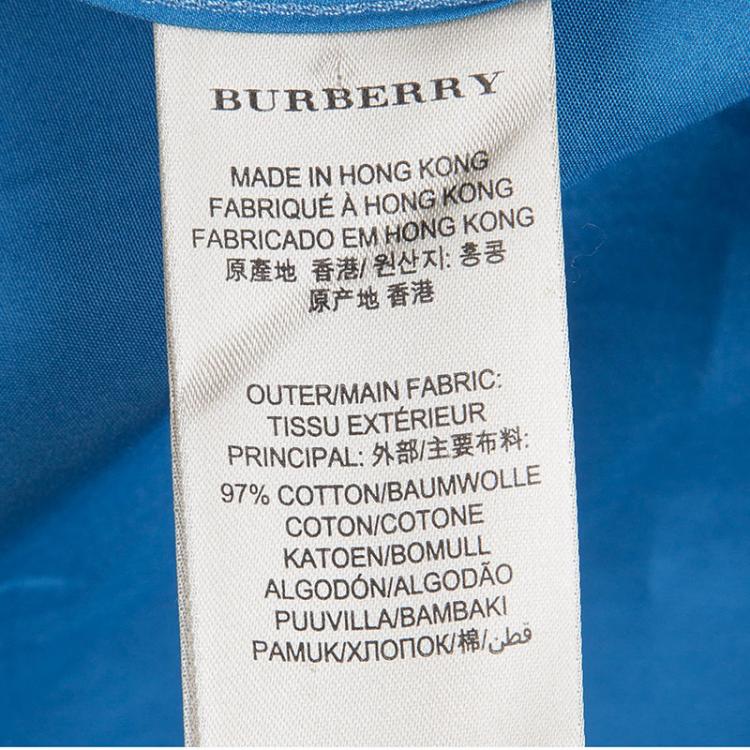 مملوكة مسبقًا Burberry Blue Long Sleeve Button Front Cotton Shirt L