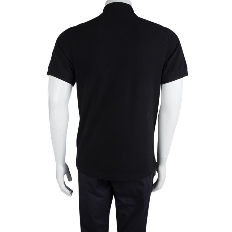 Pre Owned Burberry Black Nova Check Trim Polo T-shirt L