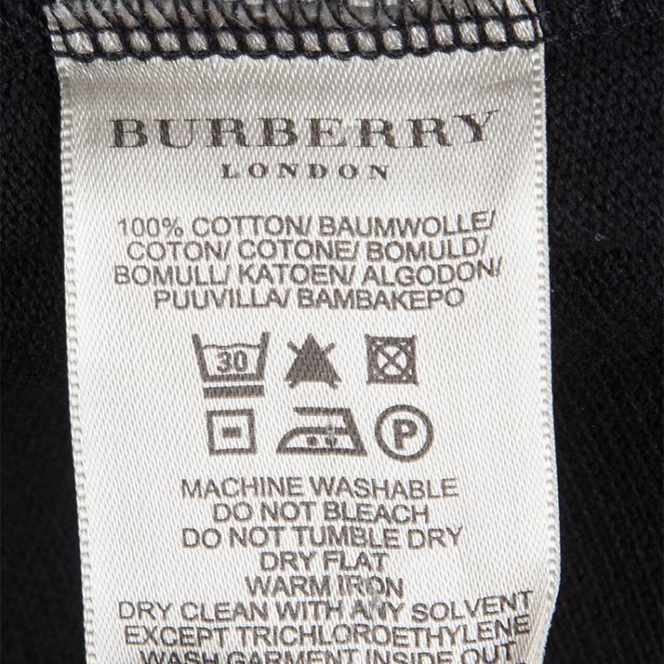 Pre Owned Burberry Black Nova Check Trim Polo T-shirt L