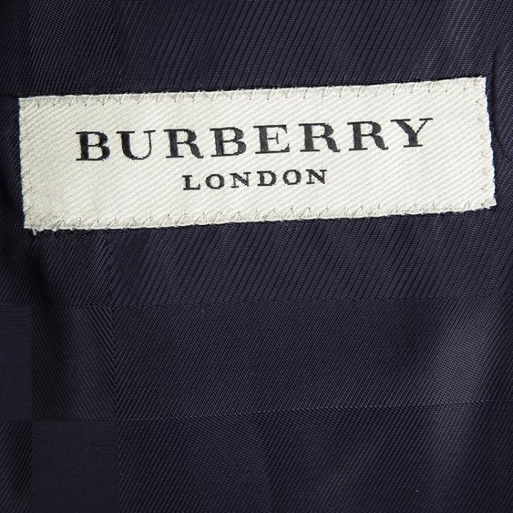 Pre Owned Burberry London Navy Blue Wool Millbank Blazer M