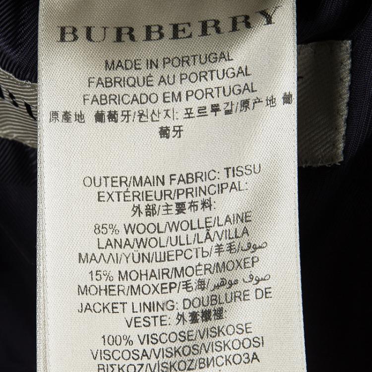 Pre Owned Burberry London Navy Blue Wool Millbank Blazer M