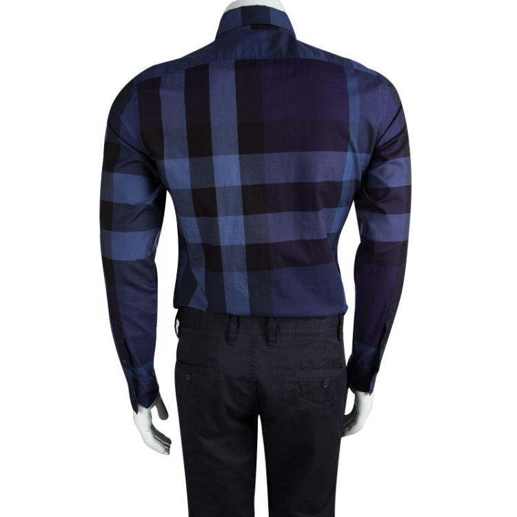 Pre Owned Burberry Brit Blue Checked Cotton Long Sleeve Button Front Shirt S