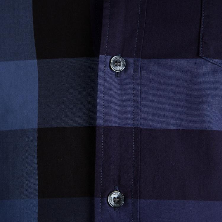 Pre Owned Burberry Brit Blue Checked Cotton Long Sleeve Button Front Shirt S
