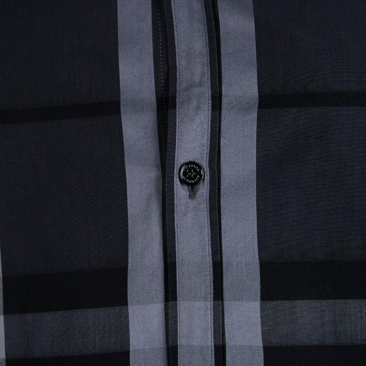 Pre Owned Burberry London Grey Checked Cotton Long Sleeve Button Front Shirt S