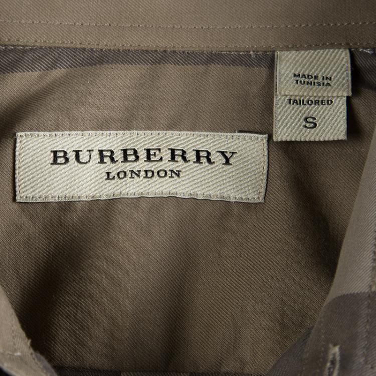 Pre Owned Burberry London Brown Checked Cotton Long Sleeve Button Front Shirt S