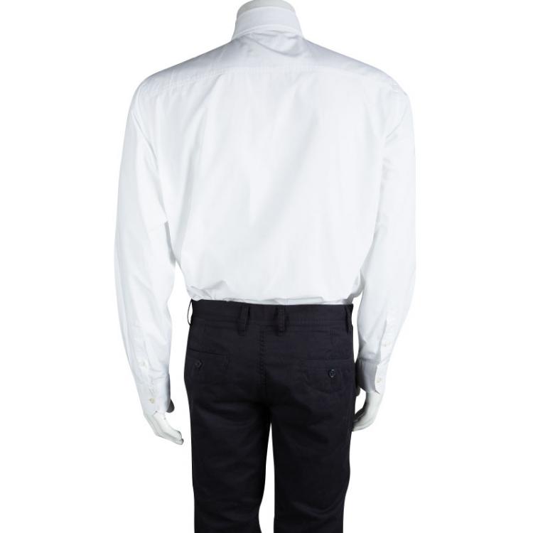 مملوكة مسبقًا Burberry Brit White Cotton Nova Check Detail Classic Fit Shirt XL