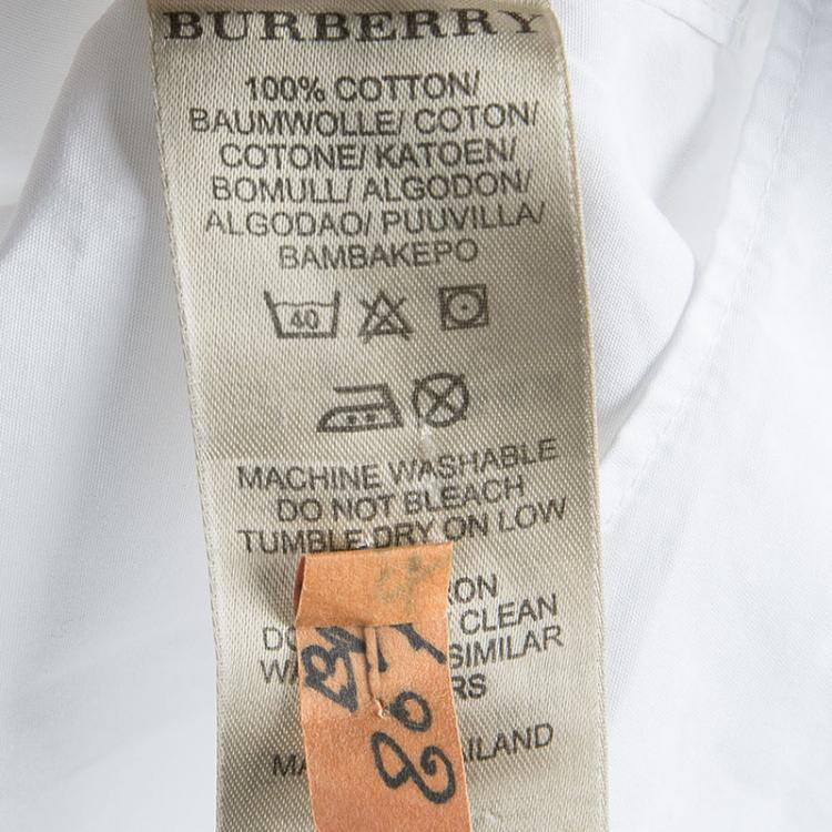 مملوكة مسبقًا Burberry Brit White Cotton Nova Check Detail Classic Fit Shirt XL