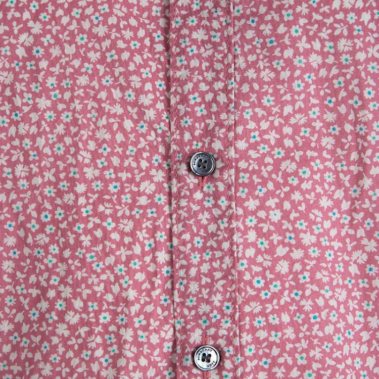 Pre Owned Burberry Brit Pink Cotton Floral Printed Short Sleeve Button Front Shirt XXL