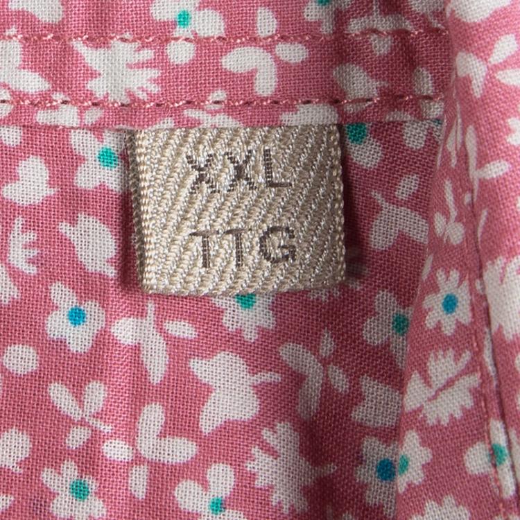 Pre Owned Burberry Brit Pink Cotton Floral Printed Short Sleeve Button Front Shirt XXL