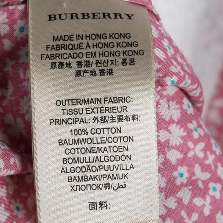 Pre Owned Burberry Brit Pink Cotton Floral Printed Short Sleeve Button Front Shirt XXL
