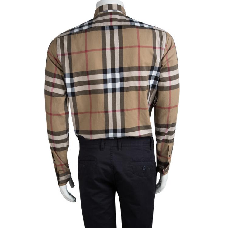 Pre Owned Burberry Brit Brown Nova Check Long Sleeve Button Front Shirt M