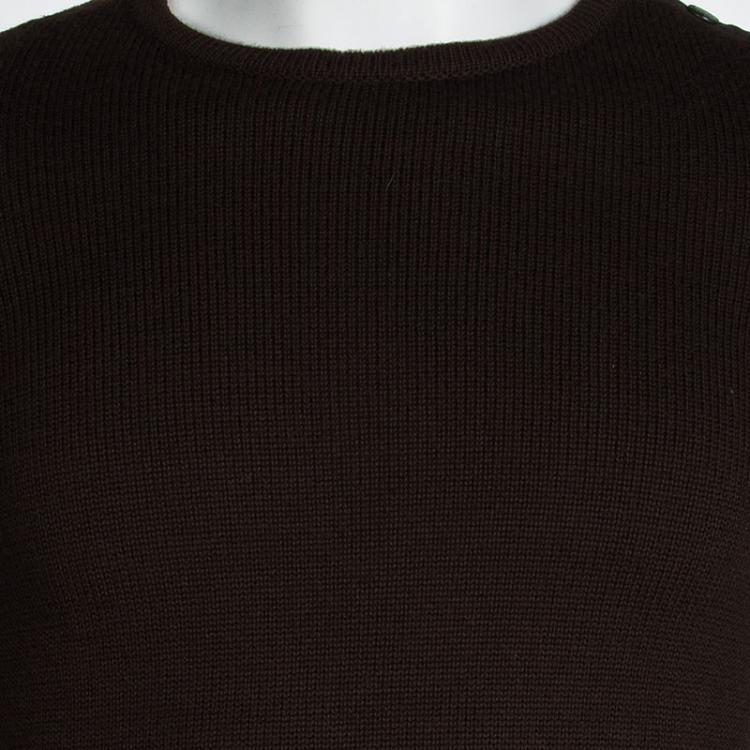 Pre Owned Burberry London Brown Merino Wool Crew Neck Sweater S