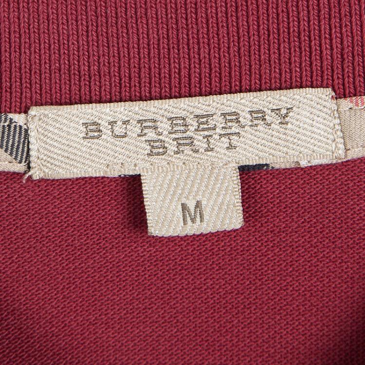 Pre Owned Burberry Brit Red Short Sleeve Polo T-Shirt M
