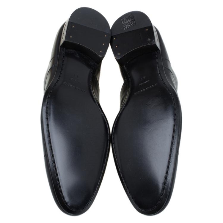 Pre Owned Burberry Black Leather Cap Toe Lace Up Oxfords Size 43