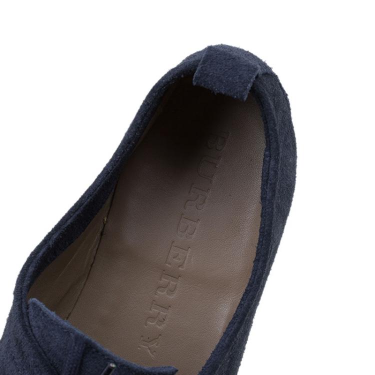 Pre Owned Burberry Navy Blue Suede Tobias Loafers Size 45