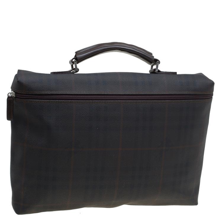 Pre Owned Burberry Brown Smoked Check PVC Document Case