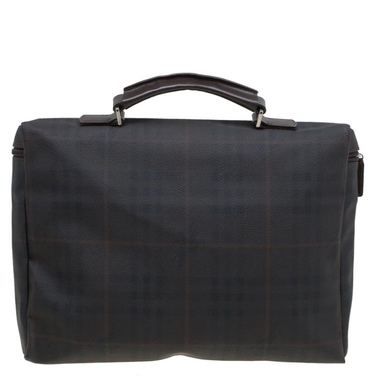 Pre Owned Burberry Brown Smoked Check PVC Document Case