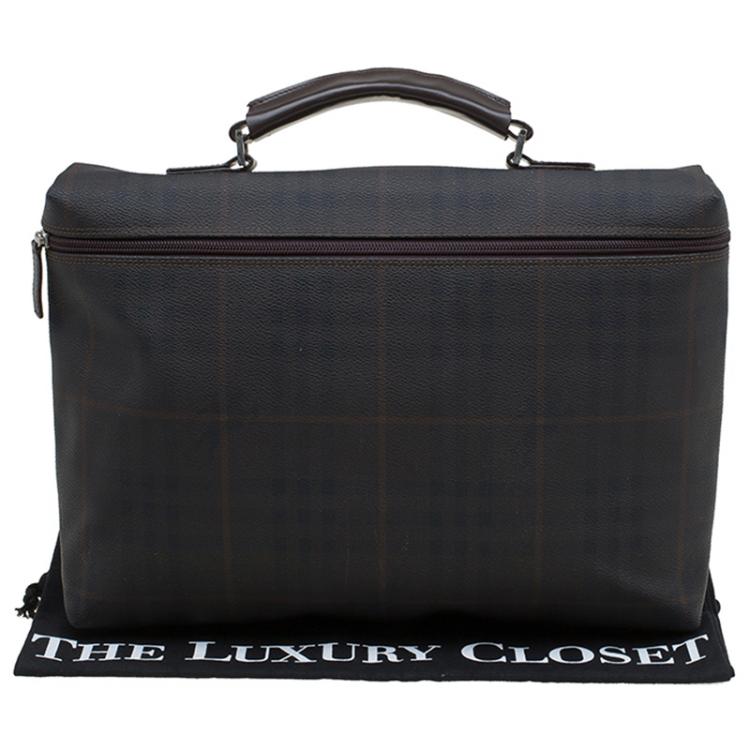 Pre Owned Burberry Brown Smoked Check PVC Document Case